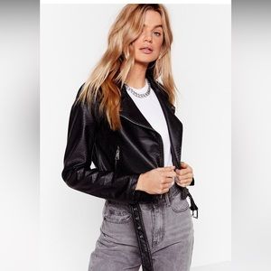 NastyGal faux leather black jacket